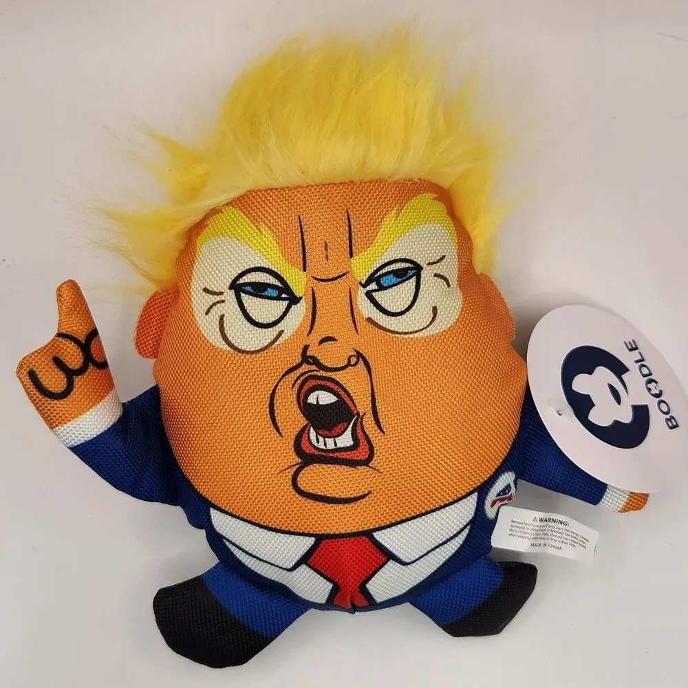 Trump Plush Pet Toy Funny Political Parody Dog Cat Squeaky Chew Toy